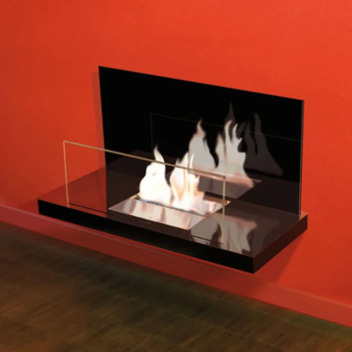 Wallflame II - Acier inoxydable, haute brillance/verre, noir