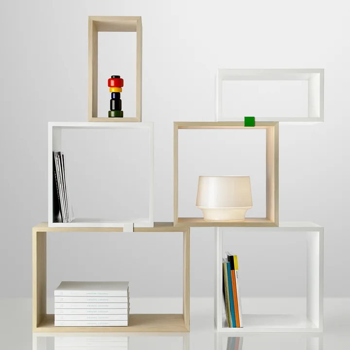 Muuto - Stacked Système d'étagères en pin et blanc