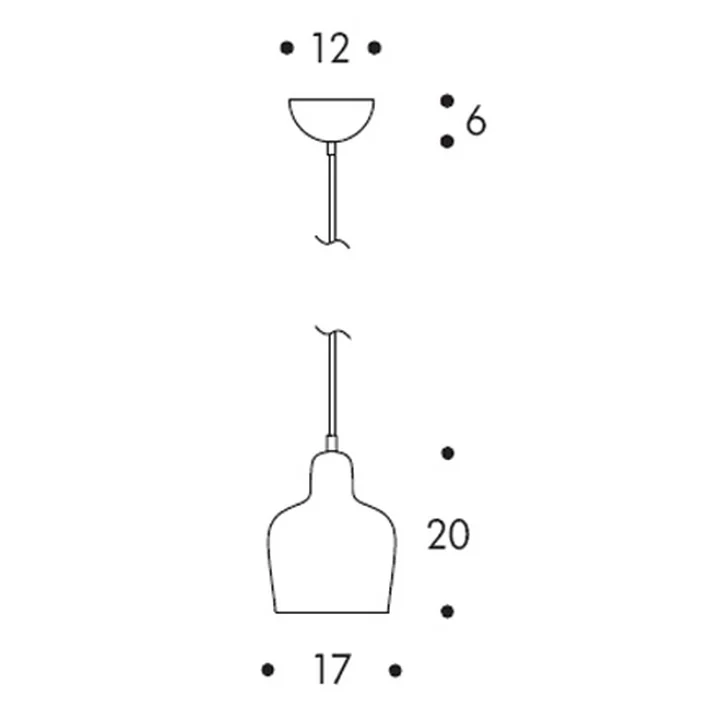 La lampe suspendue A 330S Golden Bell de Artek , Dimensions