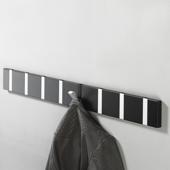 LoCa - Portemanteau Knax 8 patères - noir, aluminium