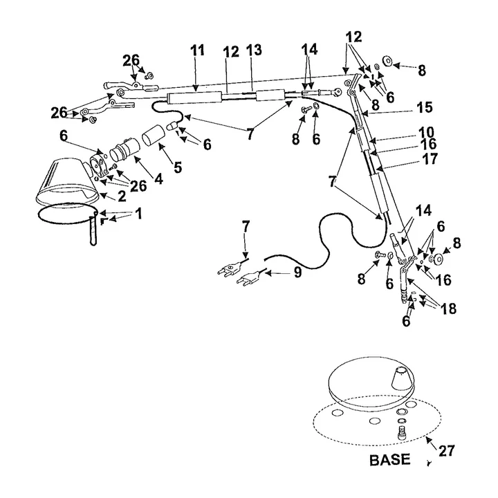 Croquis des pièces de rechange pour la lampe Tolomeo Lettura