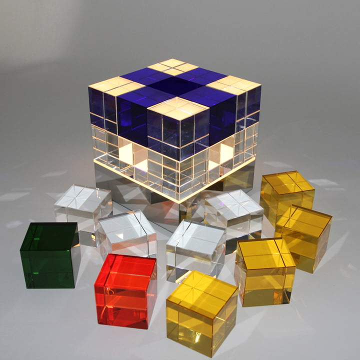 Tecnolumen - Cube Light, transparent, bleu - cubes individuels