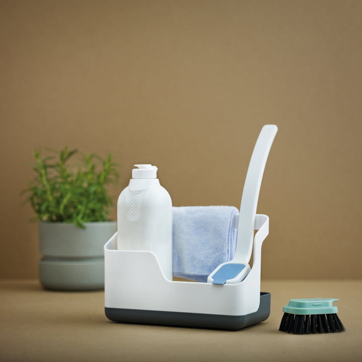 La boîte de rangement pour la vaisselle Sink-Caddy de Rig-Tig by Stelton avec brosse à vaisselle