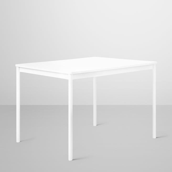 Table Base de Muuto en blanc avec bords en contreplaqué