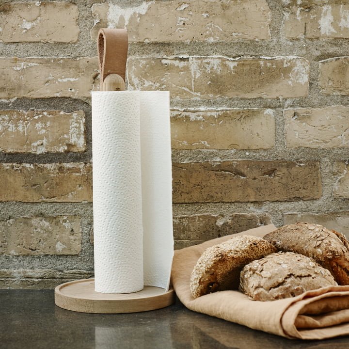 Ustensile de cuisine en bois avec lanière en cuir
