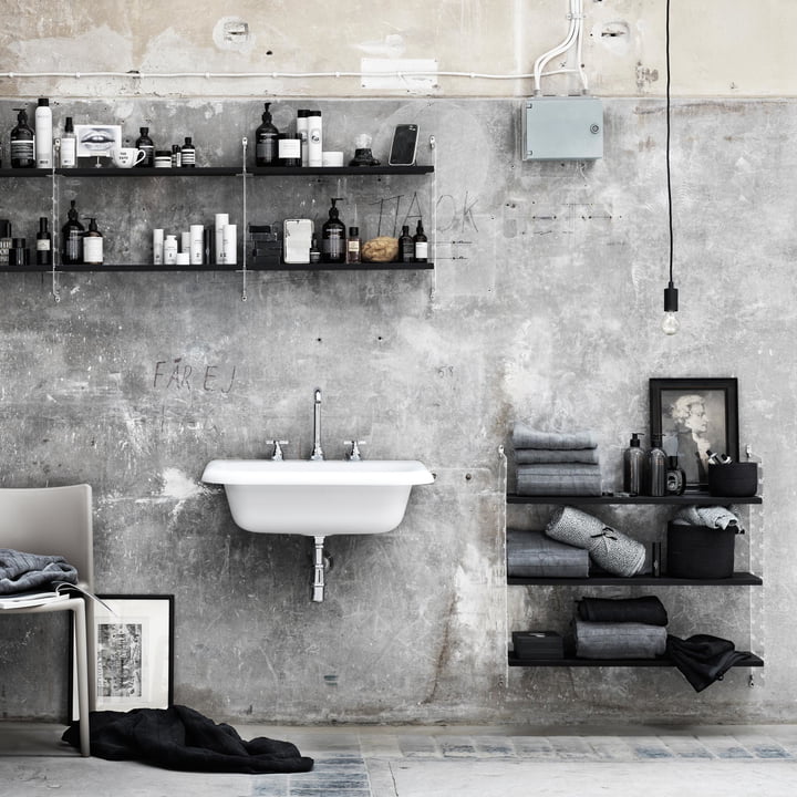 String - Pocket étagère murale, noir