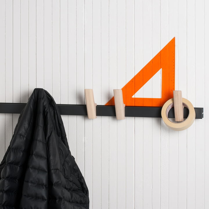 Hay - Beam, anthracite / crochets frêne naturel