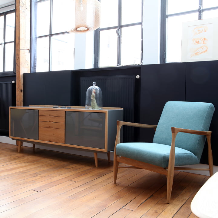 red edition - Le sideboard Fifties, gris / Fauteuil Floating en coton indien 