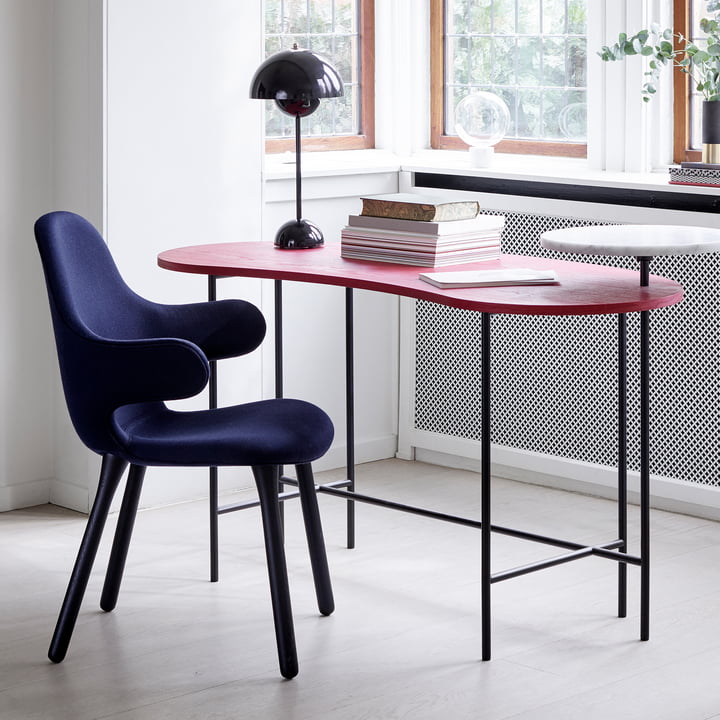 Le & tradition - Table à palette - JH9 en frêne rouge / Bianco Carrara