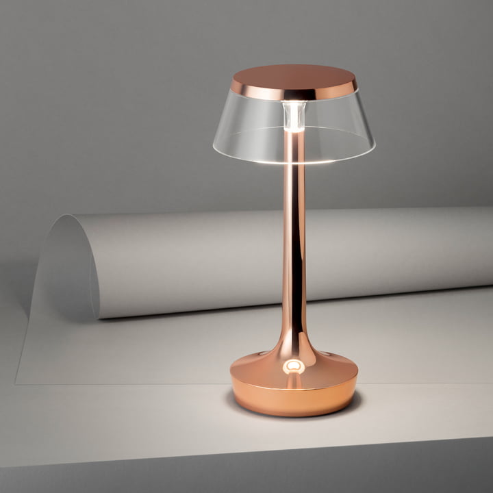 Le Flos - Bon jour Lampe de table débranchée en cuivre / couronne transparente