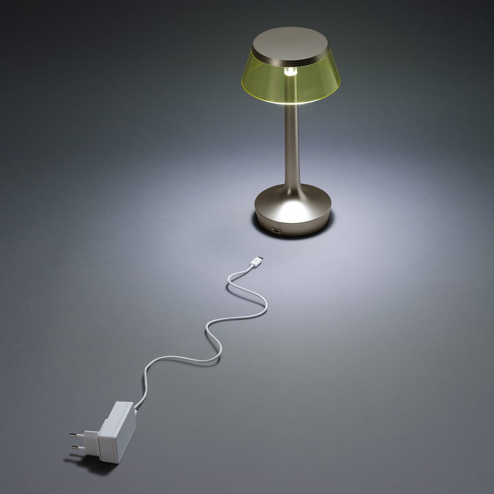 Le Flos - Bon jour Lampe de table débranchée en chrome / jaune couronne