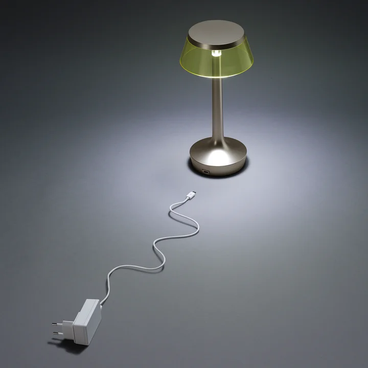 Die Flos - Bon jour Unplugged lampe de table en chrome / couronne jaune