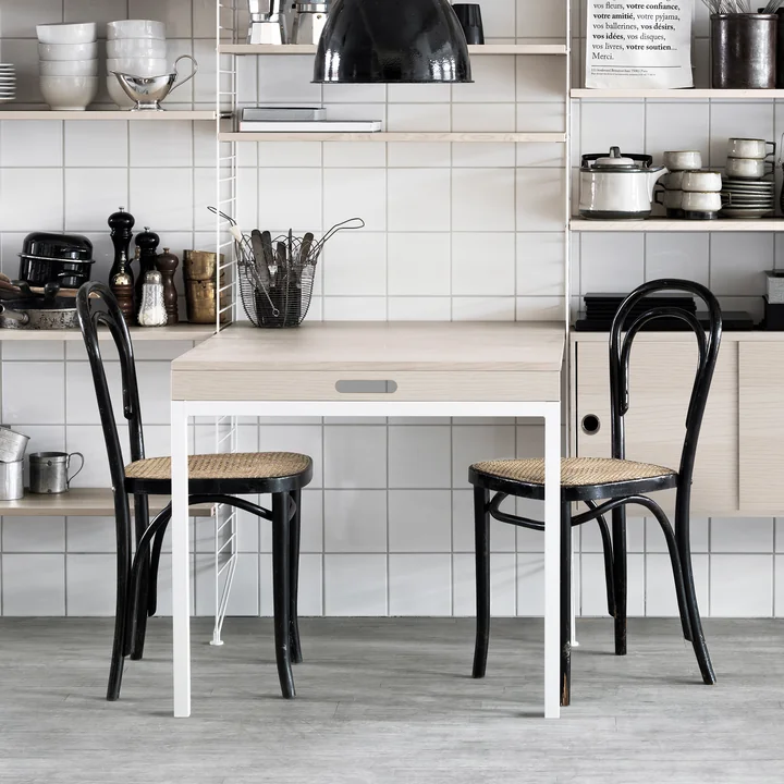 Table pliante de String en frêne / blanc