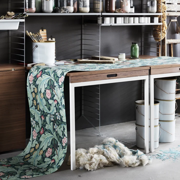 Table pliante de String en noyer / blanc