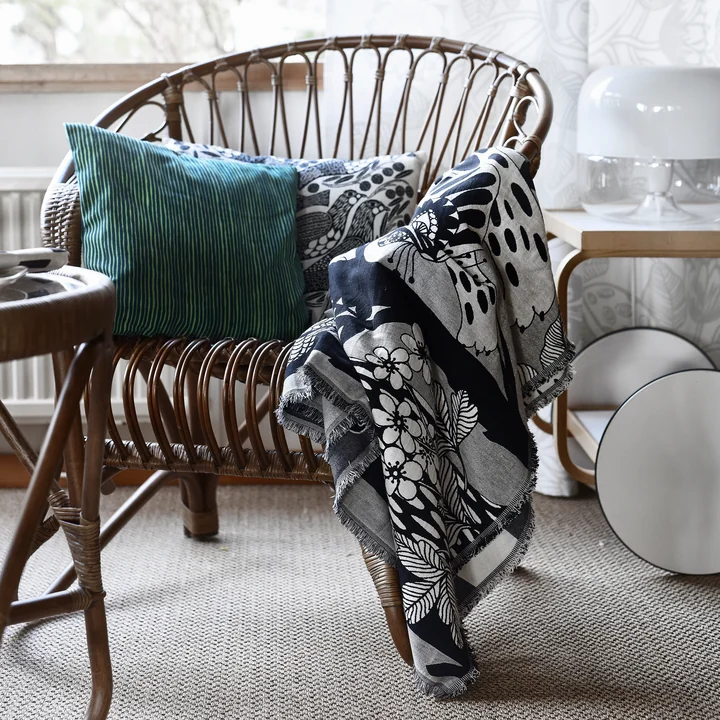 Marimekko - couverture Veljekset 130 x 180 cm, noir / blanc