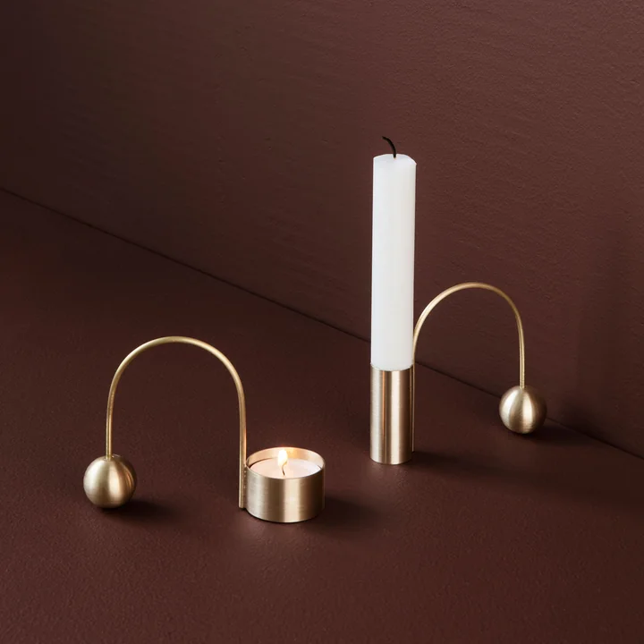 Porte-bougie et bougeoir Balance par fermentation Living in Brass