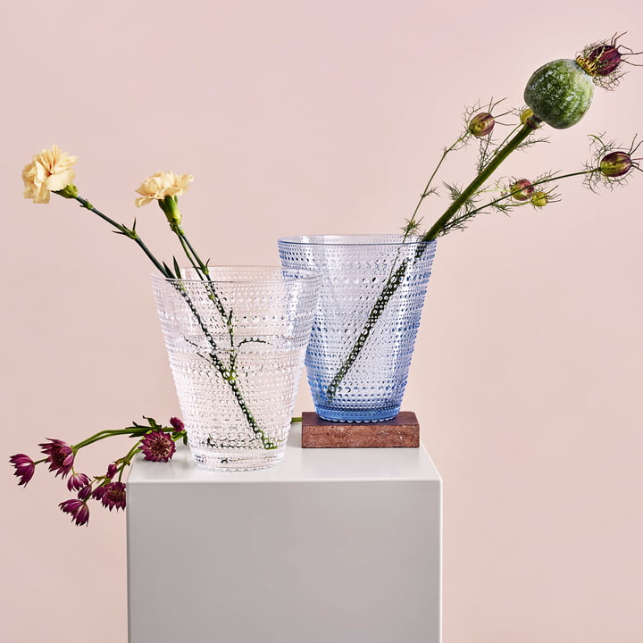 Le vase Kastehelmi d'Iittala 154 mm, clair et aqua combiné