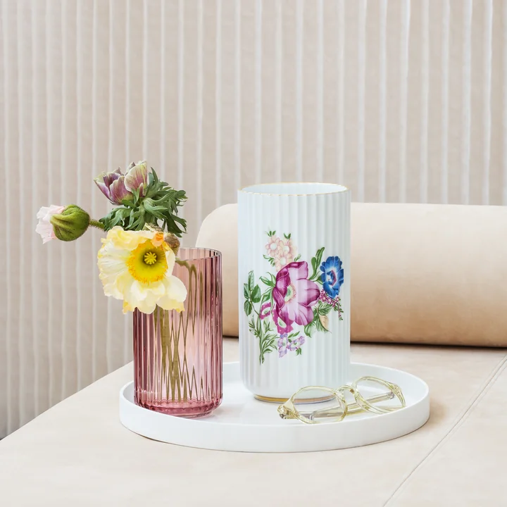 Vase Lyngby avec décor floral de Lyngby Porcelæn