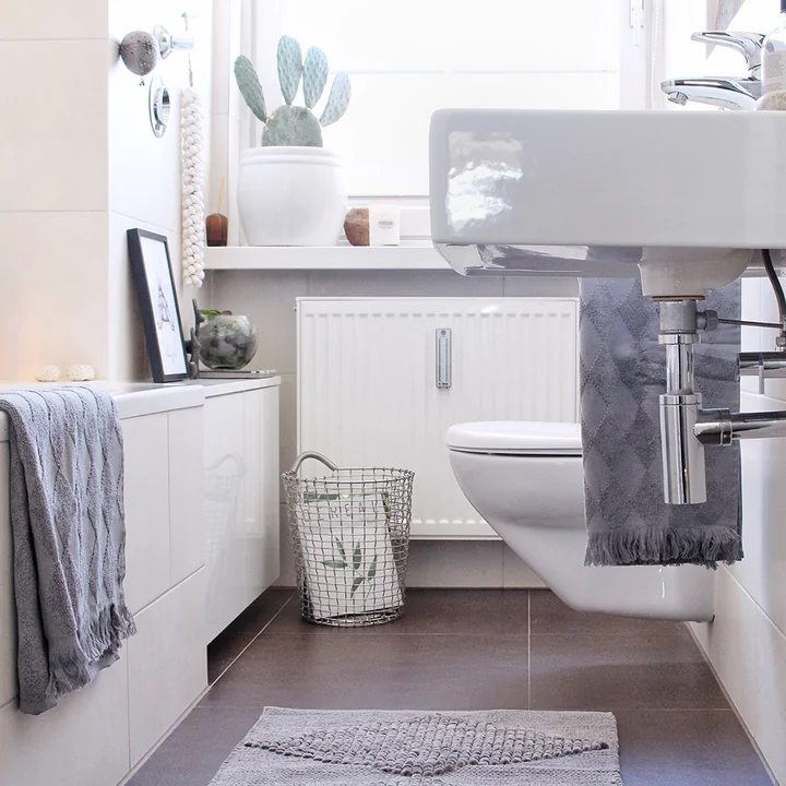 Décoration de salle de bains moderne dans des tons froids