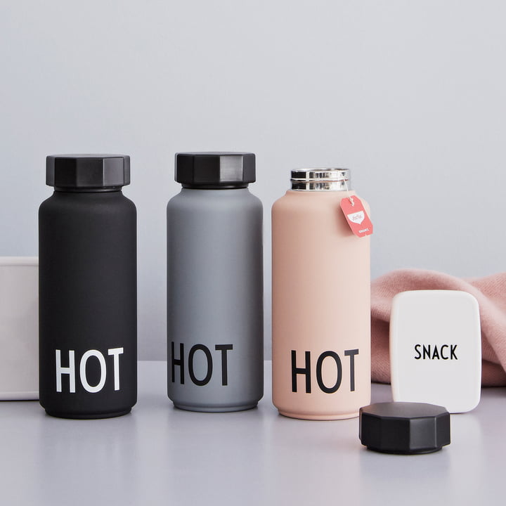 Design Letters - AJ bouteille thermo Hot & Cold en nude en noir / gris / nude