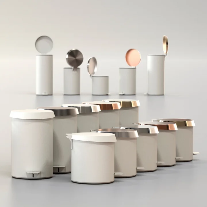 Poubelle à pédale en blanc de Frost en différentes tailles et variantes