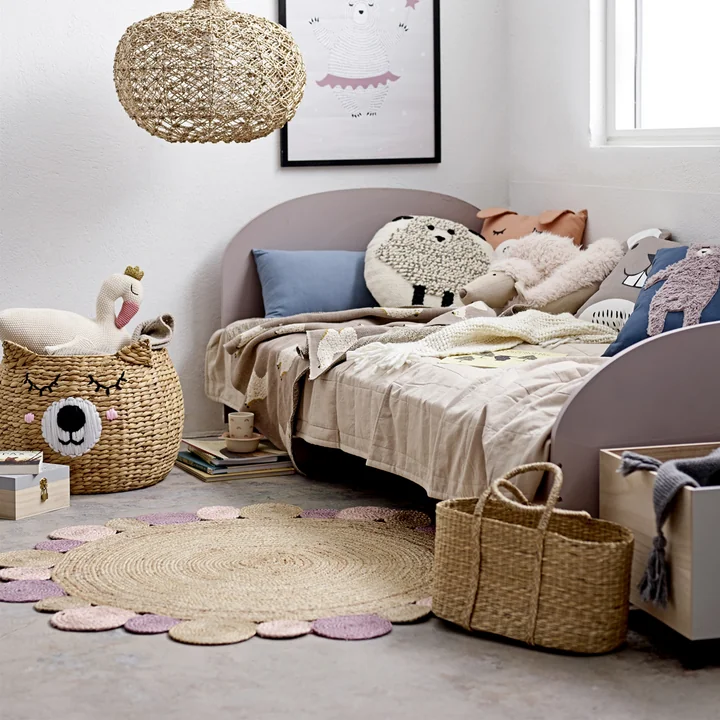 Panier de rangement avec face de Bloomingville, Ø 50 x H 40 cm, ours rempli de jouets