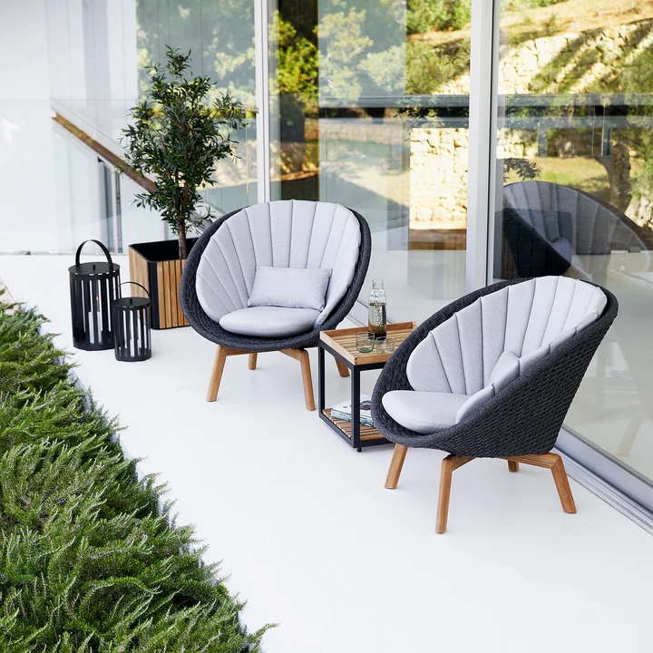 Peacock Lounge Fauteuil (5458) de Cane-line en teck / gris foncé