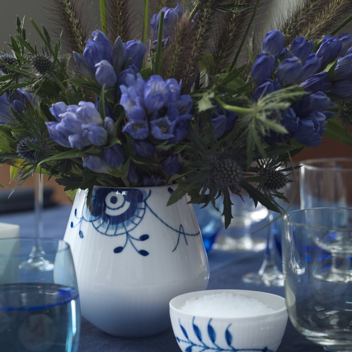 Mega Blau Gerippt - Vase et sucrier de Royal Copenhagen