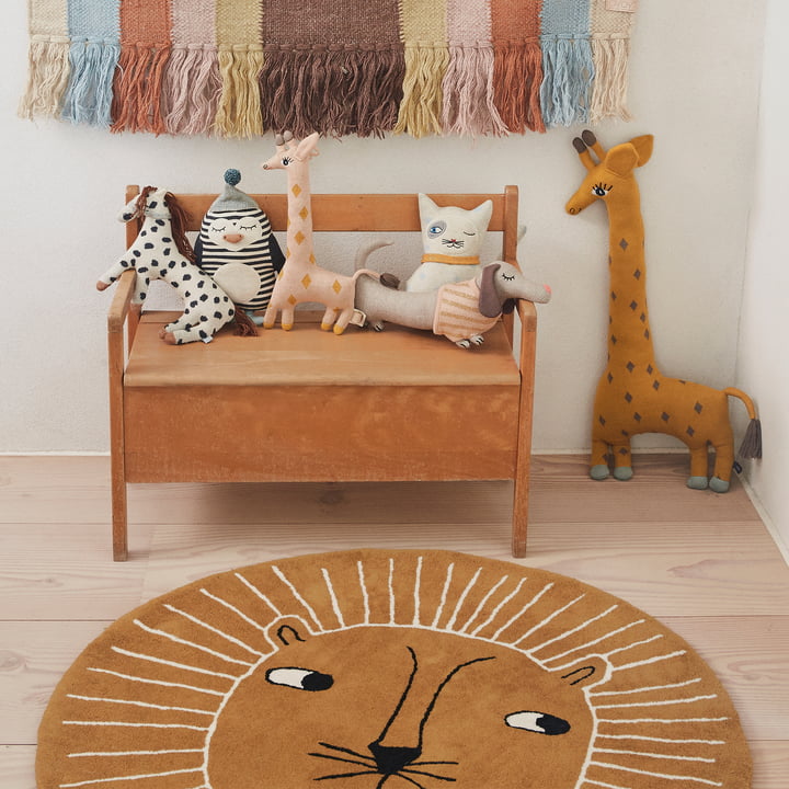 Tapis pour enfant animal et doudou tricoté de OYOY