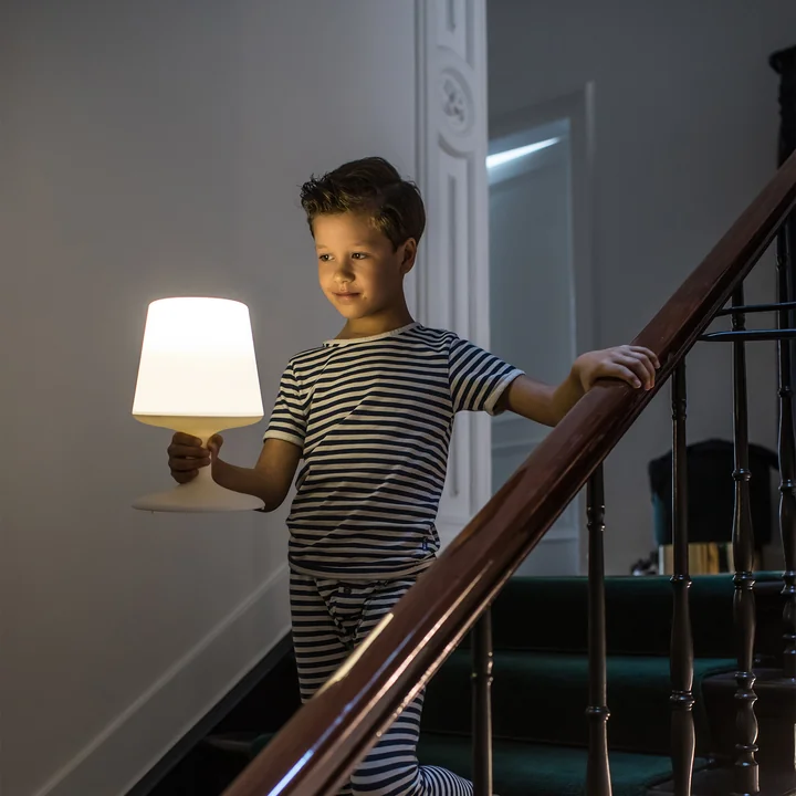 Lampe de table sans fil en coton blanc par Koziol 