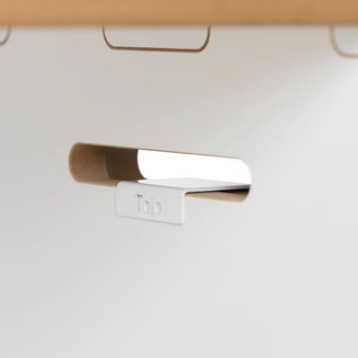 Clip pour système d'étagères à hauts rayonnages de Tojo en blanc