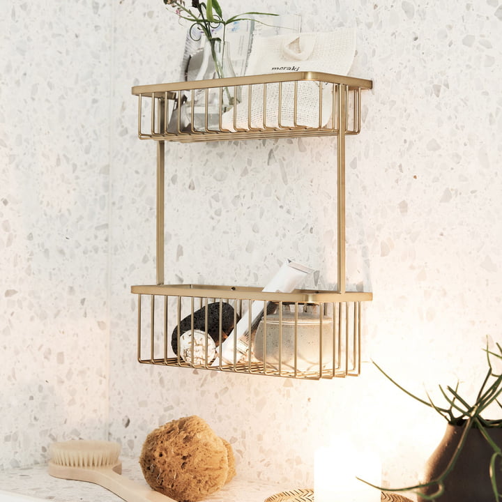 Panier Salle de bain Rangement, double / Laiton par le médecin de la maison