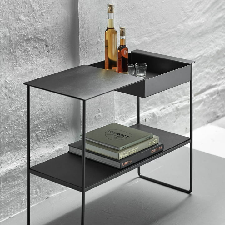 Table console avec plateau de LindDNA en aluminium noir / Bull noir