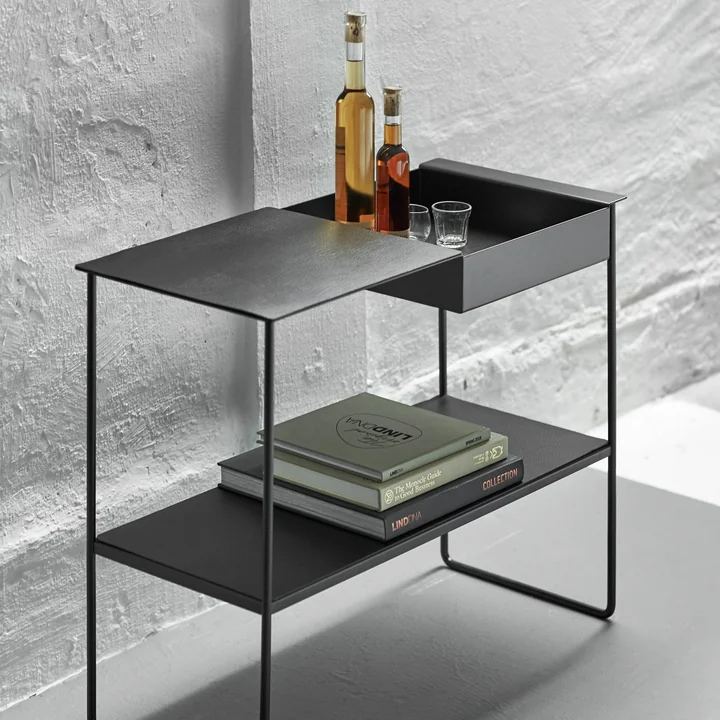 Table console avec plateau de Lind DNA en aluminium noir / Bull noir