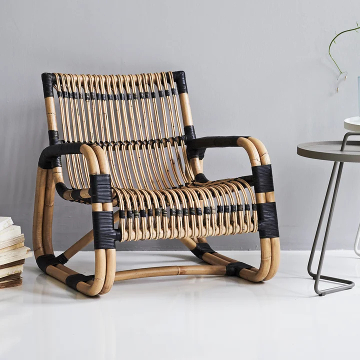 Curve Chaise longue d'intérieur, naturelle / noire de Cane-line