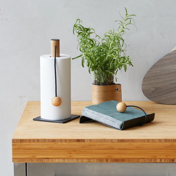 Porte-rouleau de cuisine en ficelle 30 cm, Hippo anthracite noir par Lind DNA