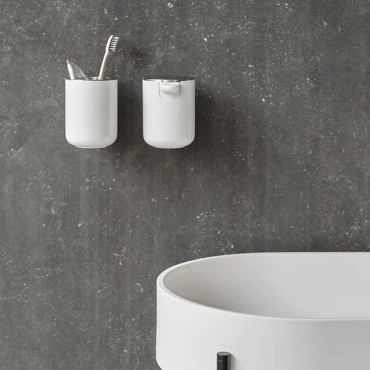 Support mural pour brosse à dents de bain Audo en blanc