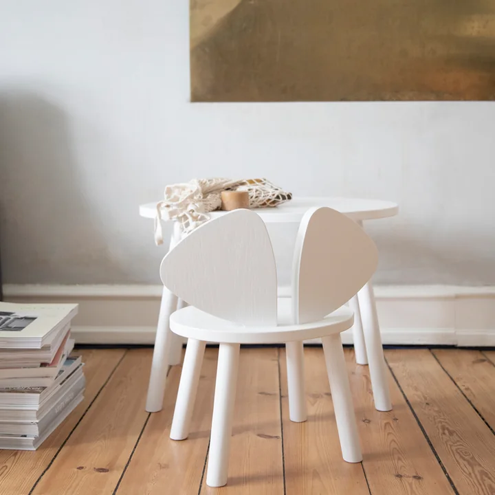 Mouse Chaise et table pour enfants de Nofred en blanc