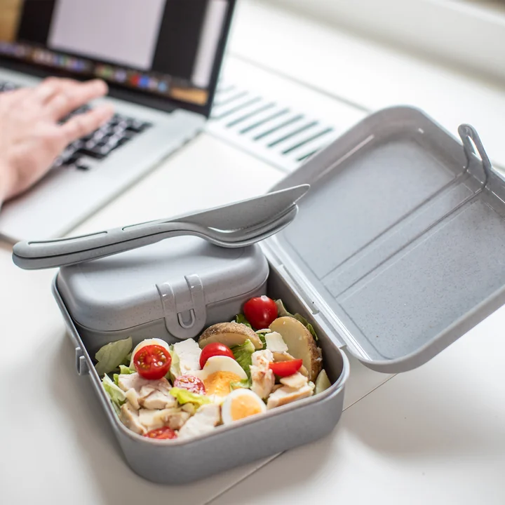 Pascal Ready Set lunchbox avec Klikk couverts de Koziol in organic grey