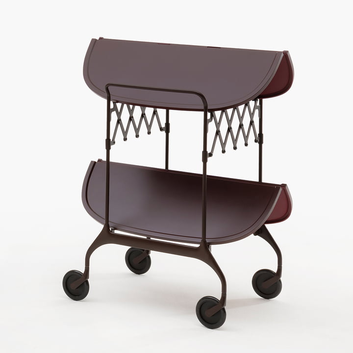 Chariot de service Gastone, monochrome prune mat par Kartell