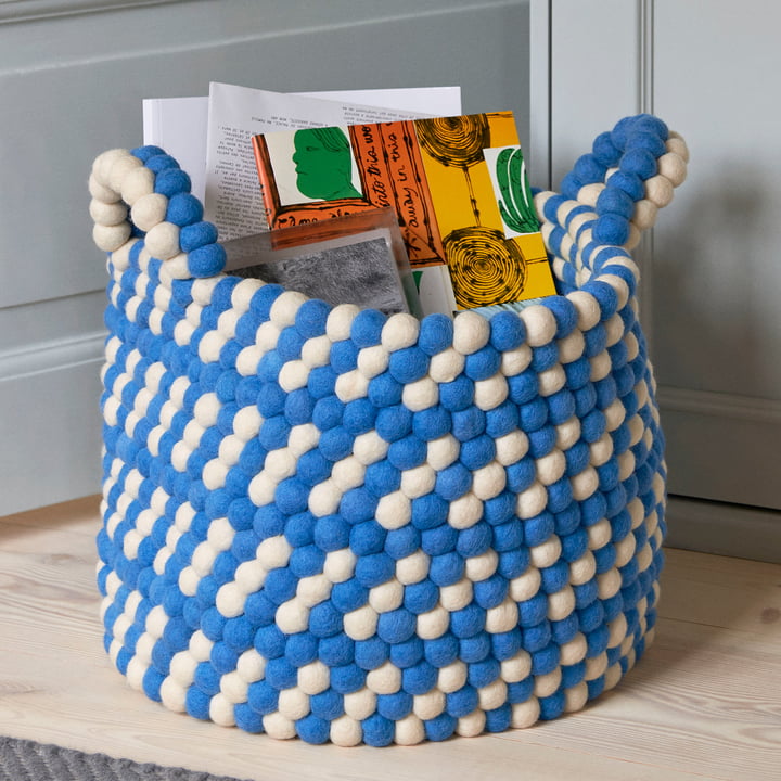 Bead Panier de rangement avec anses, Ø 40 x H 27 cm, blue dash de Hay.