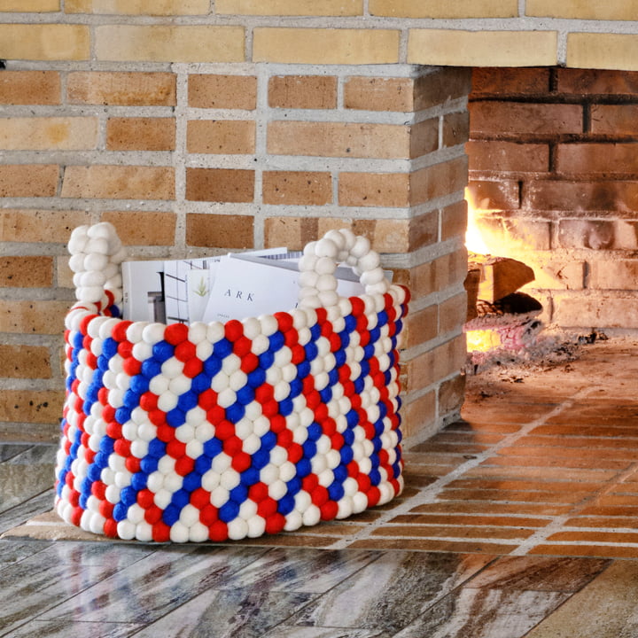 Bead Panier de rangement avec anses, Ø 40 x H 27 cm, osier rouge de Hay.