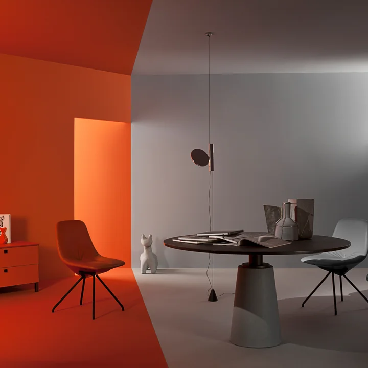 Le luminaire OK, noir de Flos dans le bureau modern-futuriste
