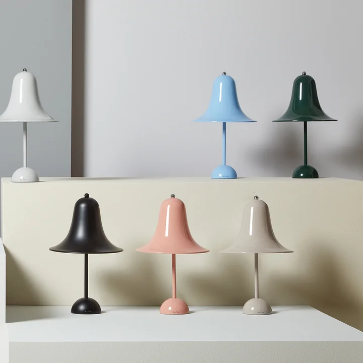 La lampe de table Pantop de Verpan dans ses couleurs vives