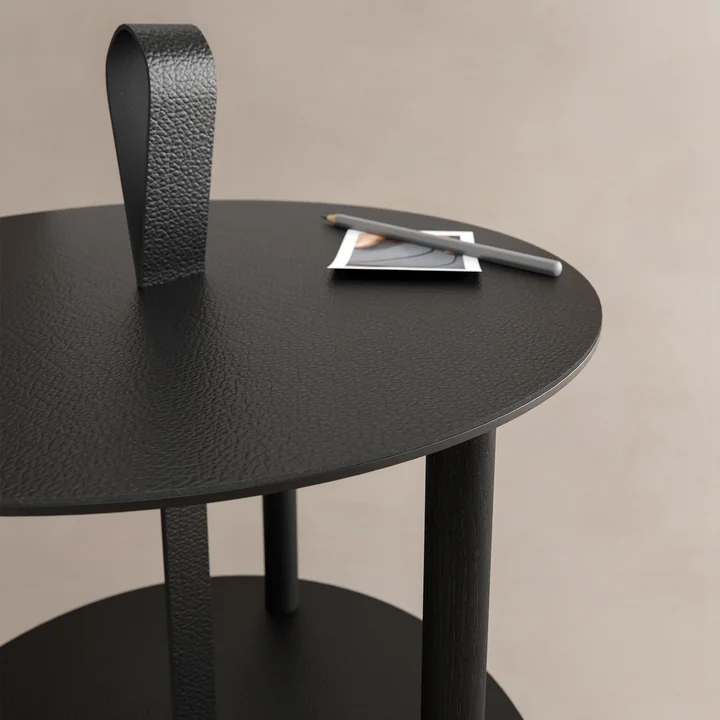 Strap Table d'appoint Ø 38 x H 46 cm de Lind DNA en chêne noir / bull noir