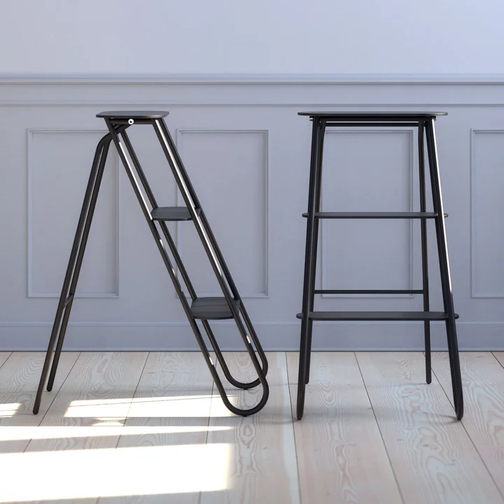 Le tabouret marcheur mince Bukto de Frost en profil de côté