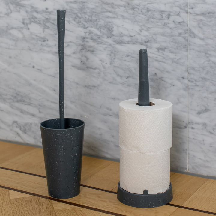 Rio Porte-rouleau de rechange et brosse pour toilettes (recyclé) de Koziol à nature grey