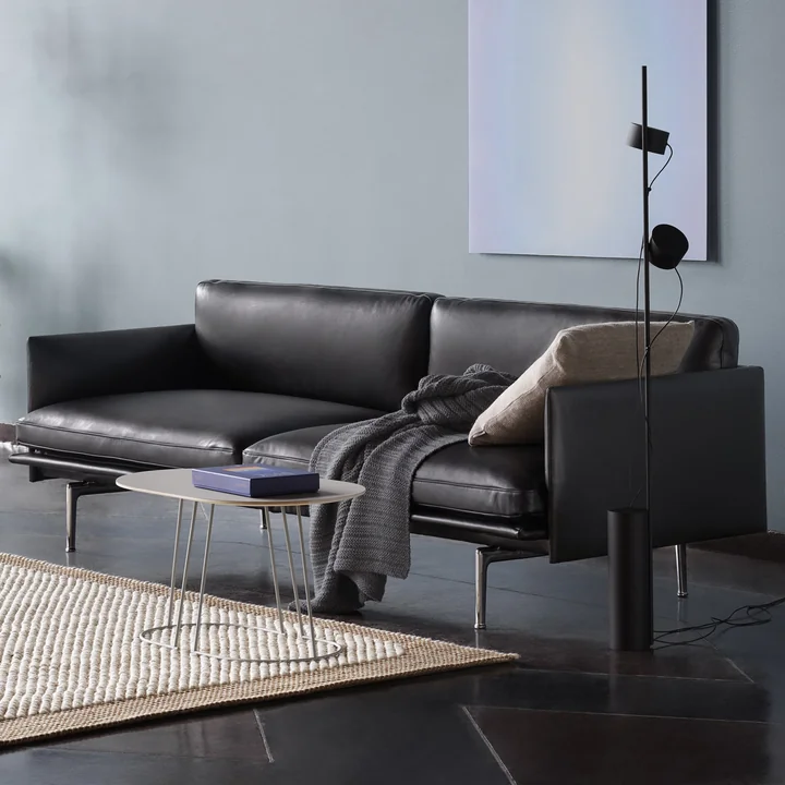 Outline Canapé 3 places de Muuto en cuir noir Refine Leather