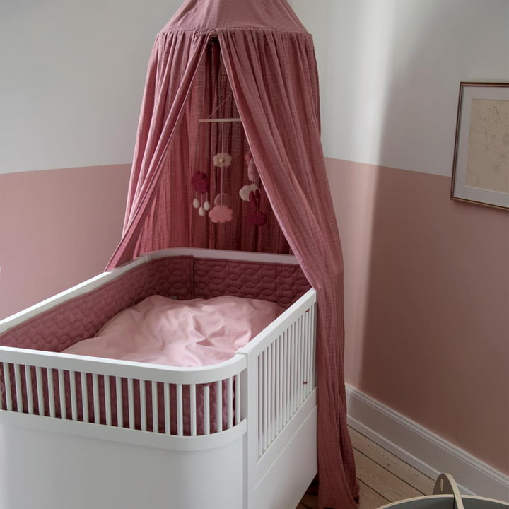 Ciel de lit et nid d'ange pour bébé en burgundy red de Sebra