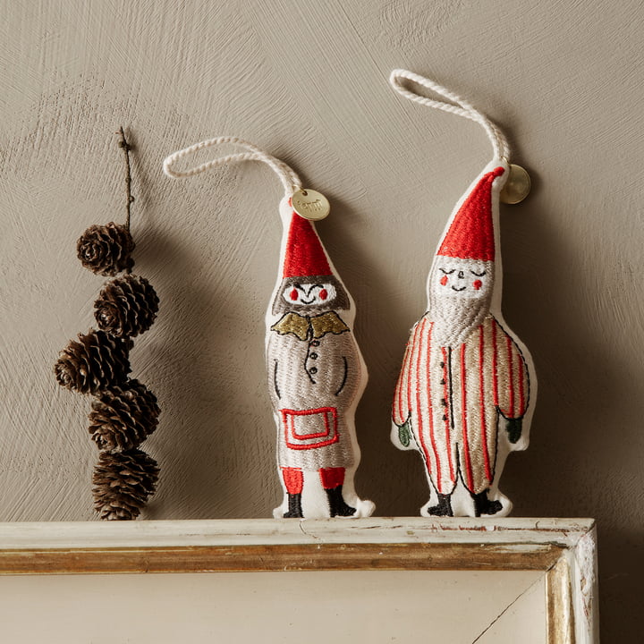 Paire de pendentifs décoratifs Elves de Ferm Living en tissu rayé (lot de 2)